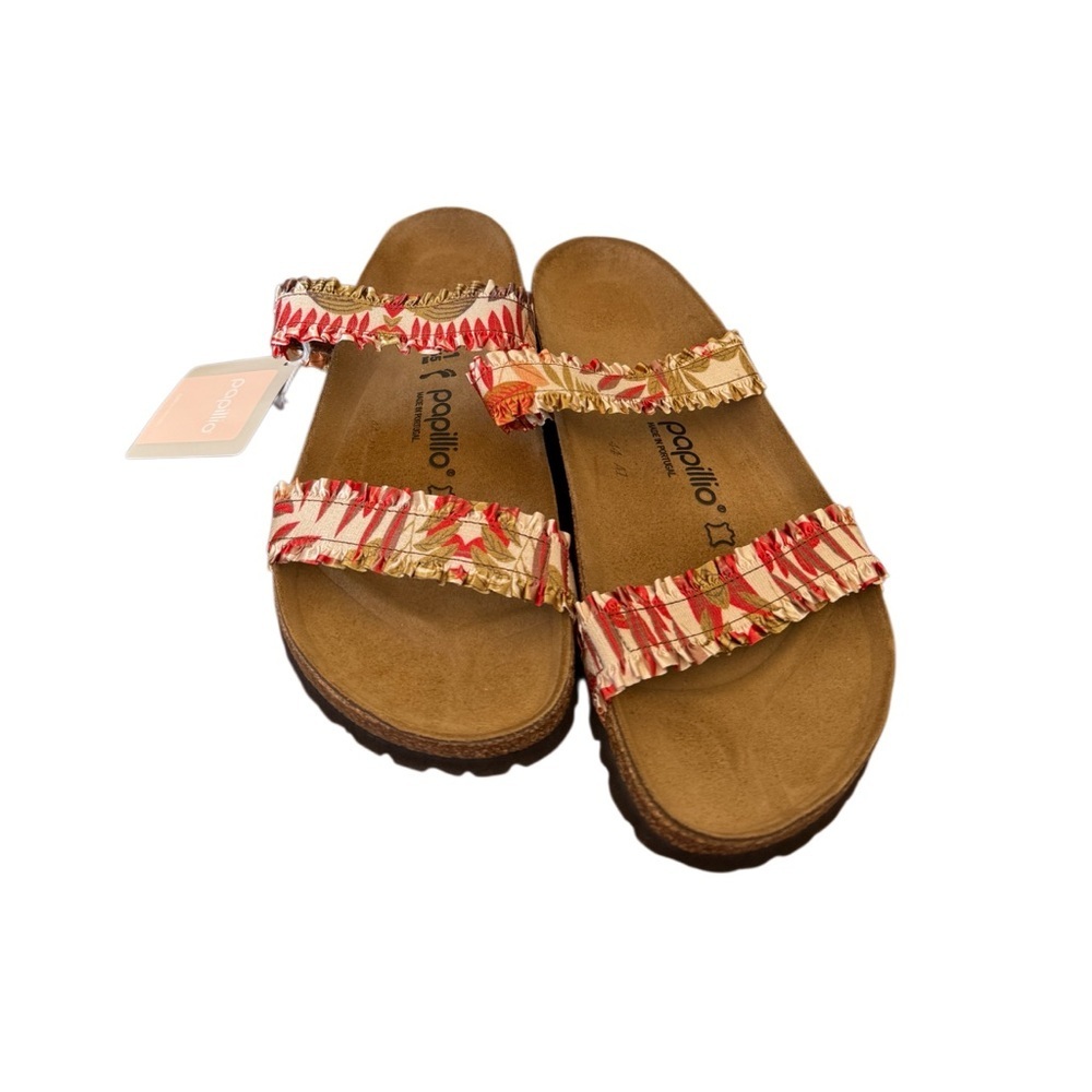 NWT Papillio Curaçao III Red and Beige Flower Sandals-Size 41 euro, US 10